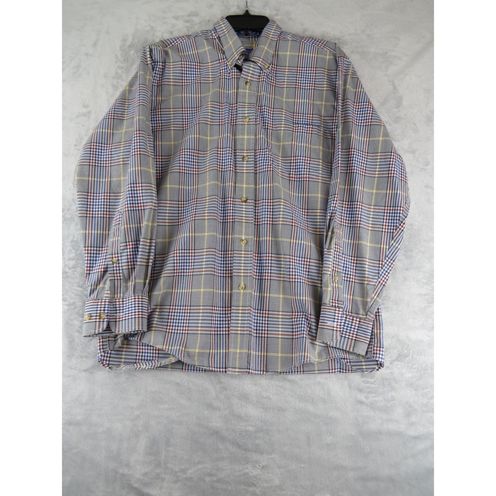 Pendleton Metro Shirt Men's M Plaid Button Front Long Sleeve Cotton Wrinkle Free